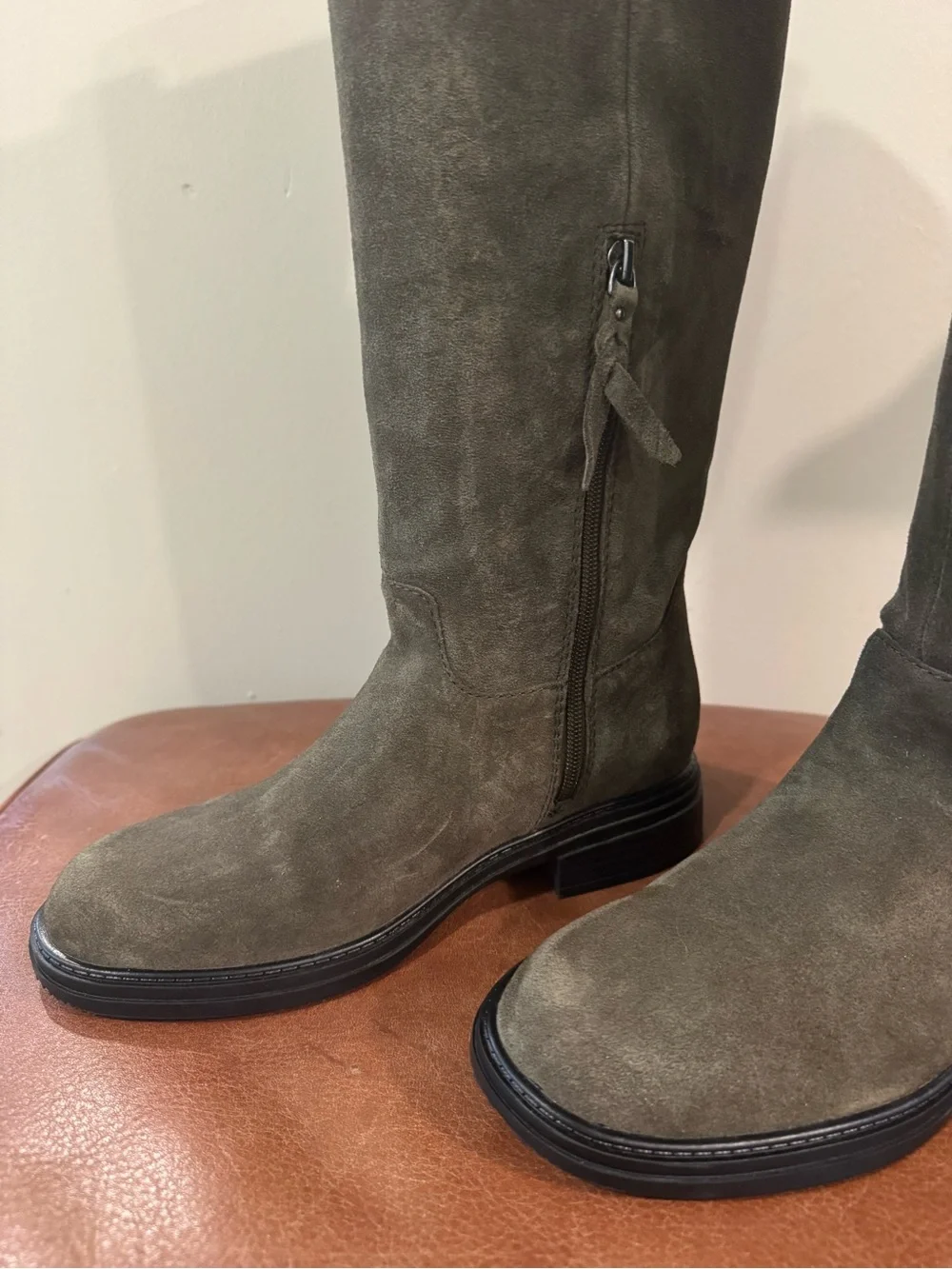 New in Box Knee-High Suede Boots - Olive
